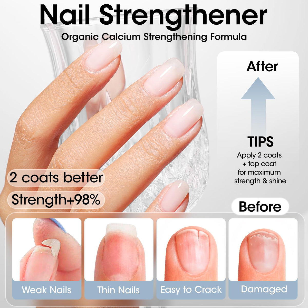 GELLEN 4 In 1 Clear Nail Polish Base Coat in use during manicure