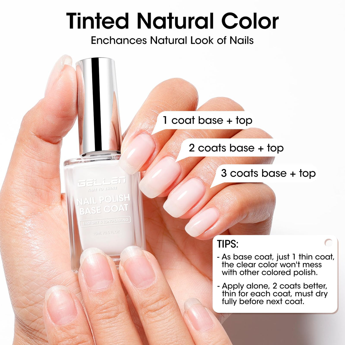 GELLEN 4 In 1 Clear Nail Polish Base Coat texture close-up