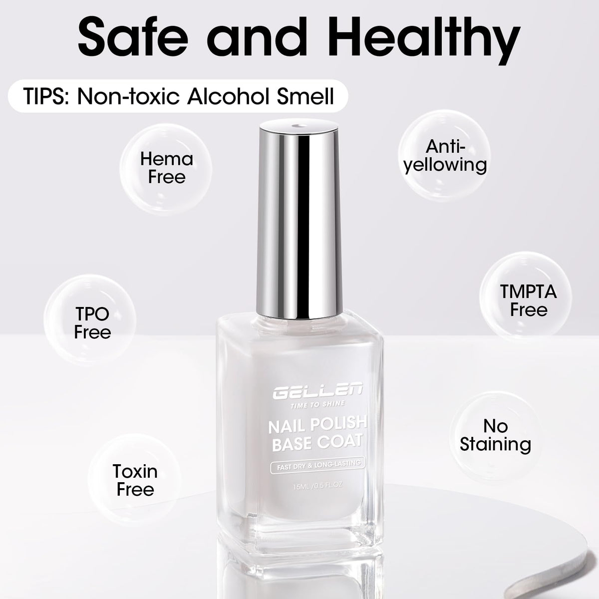 GELLEN 4 In 1 Clear Nail Polish Base Coat with brush