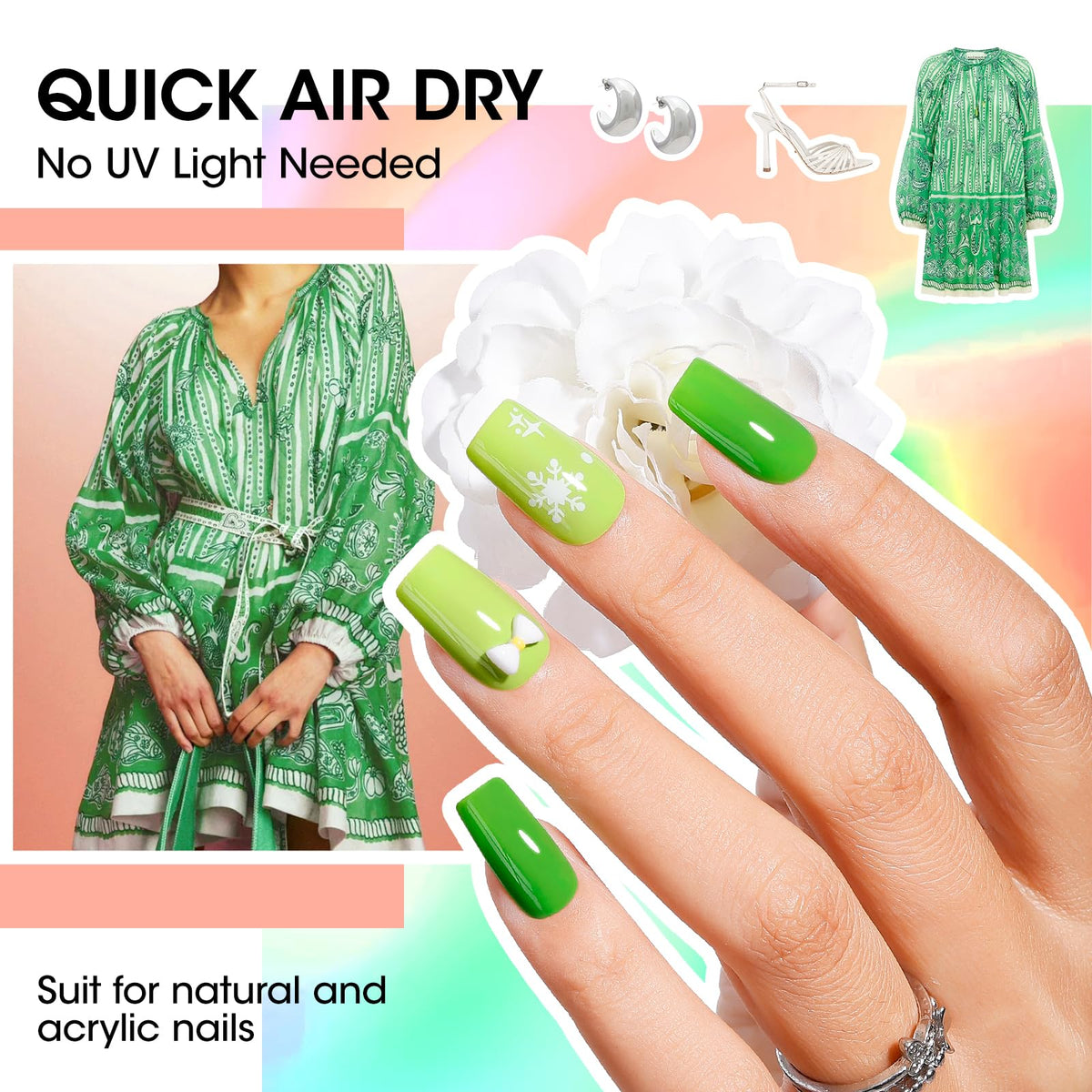 GELLEN Bright Neon Nail Polish vibrant pink shade on nails