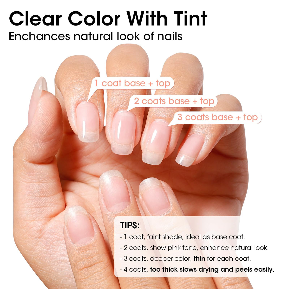 GELLEN Clear Nail Polish Base Coat application on nails