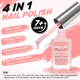 GELLEN Clear Nail Polish Base Coat bottle showing 4-in-1 formula