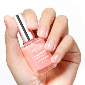 GELLEN Clear Nail Polish Base Coat front view with milky pink tint