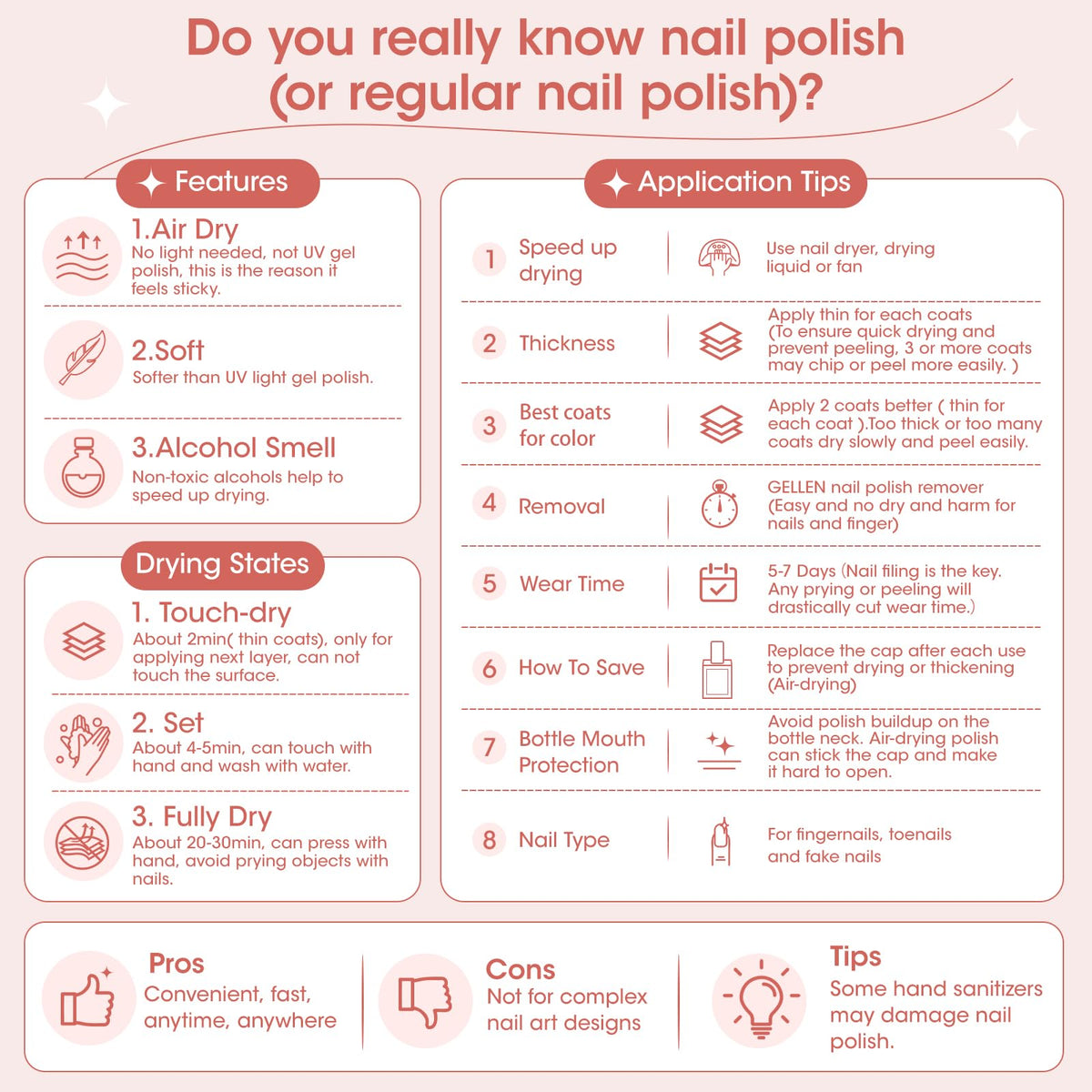 GELLEN Clear Nail Polish Base Coat in natural light