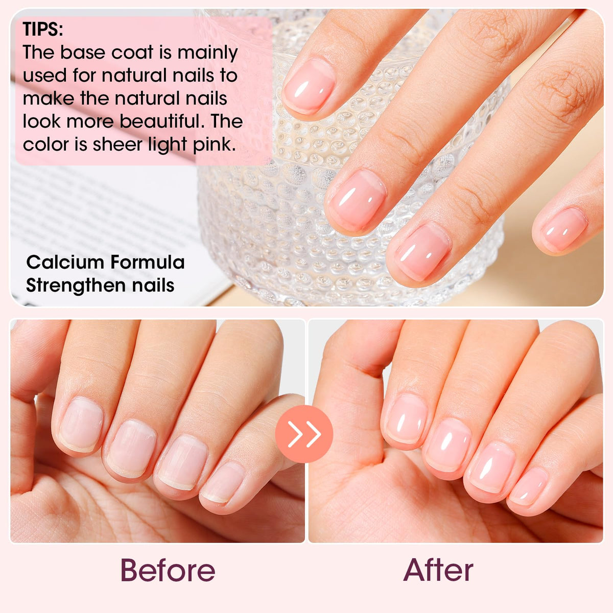 GELLEN Clear Nail Polish Base Coat Pink Tint packaging