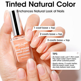 GELLEN Clear Nail Polish Base Coat Tinted Nude in use during manicure