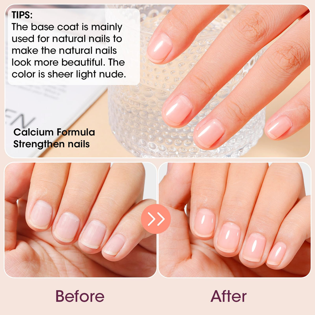 GELLEN Clear Nail Polish Base Coat with brush
