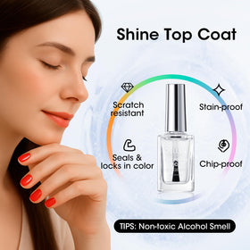 GELLEN Clear Nail Polish Top Coat Shine on painted nails