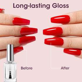 GELLEN Clear Nail Polish Top Coat Shine with a glossy finish