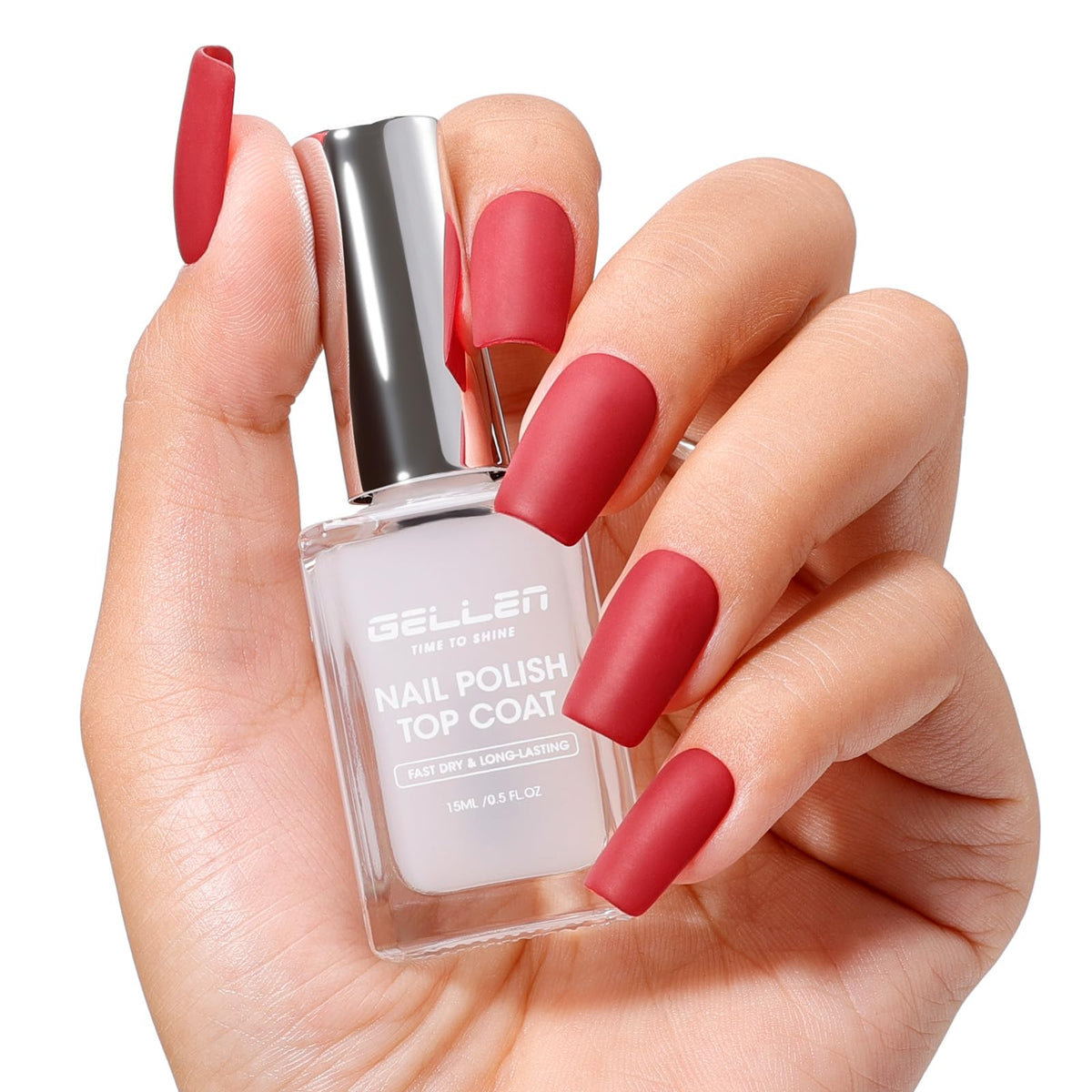 GELLEN Matte Clear Nail Polish Top Coat front view with packaging