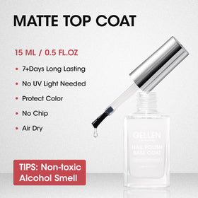 GELLEN Matte Top Coat showing brush applicator