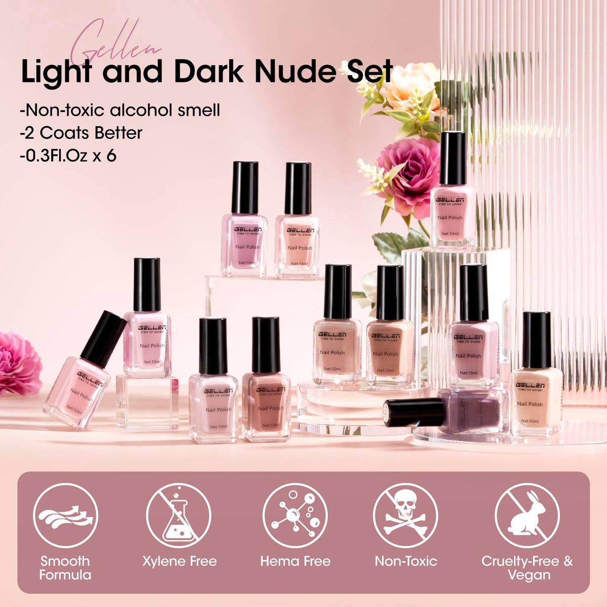 GELLEN nail polish bottles in various shades