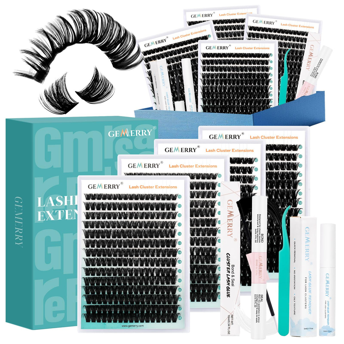 GEMERRY 728Pcs Cluster Lashes Kit packaging front view
