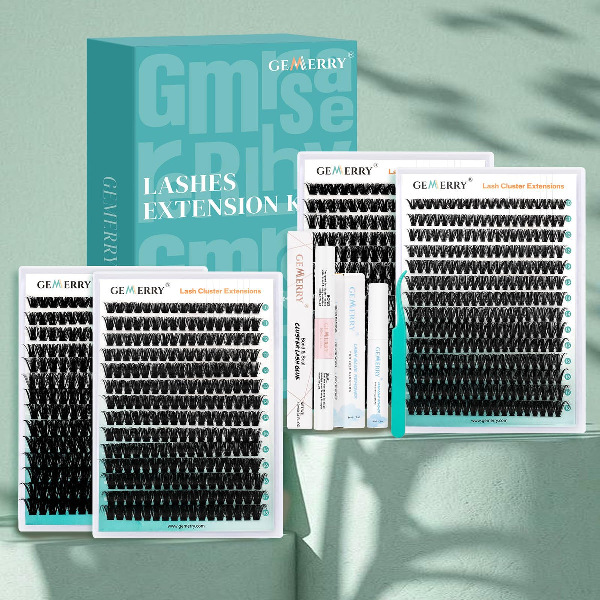 GEMERRY 882Pcs Lashes Clusters Kit contents layout