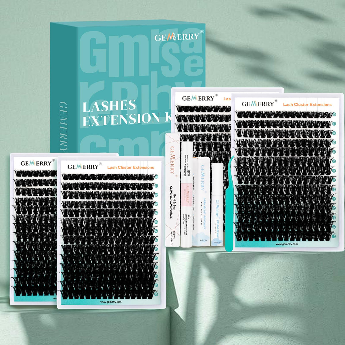 GEMERRY cluster lashes kit contents laid out