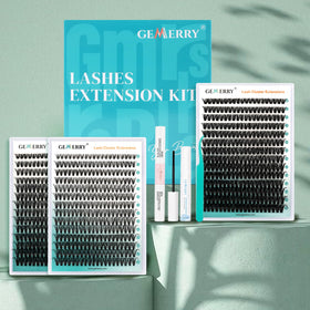 GEMERRY cluster lashes showing various lengths and styles