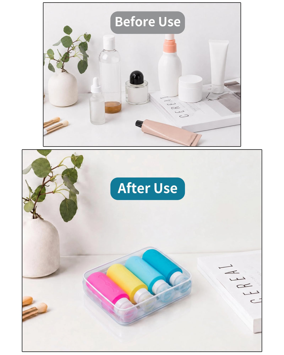 Gemice Travel Bottles showing flip top cap design