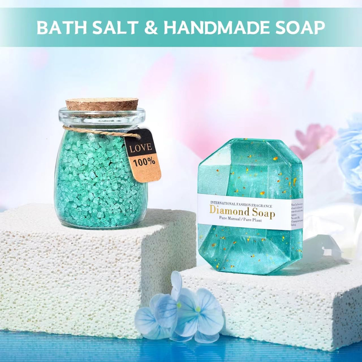 GEMTEND Spa Gift Basket with bath bomb and loofah