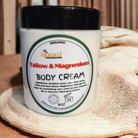 Generic Beef Tallow Magnesium Body Butter with a soft towel