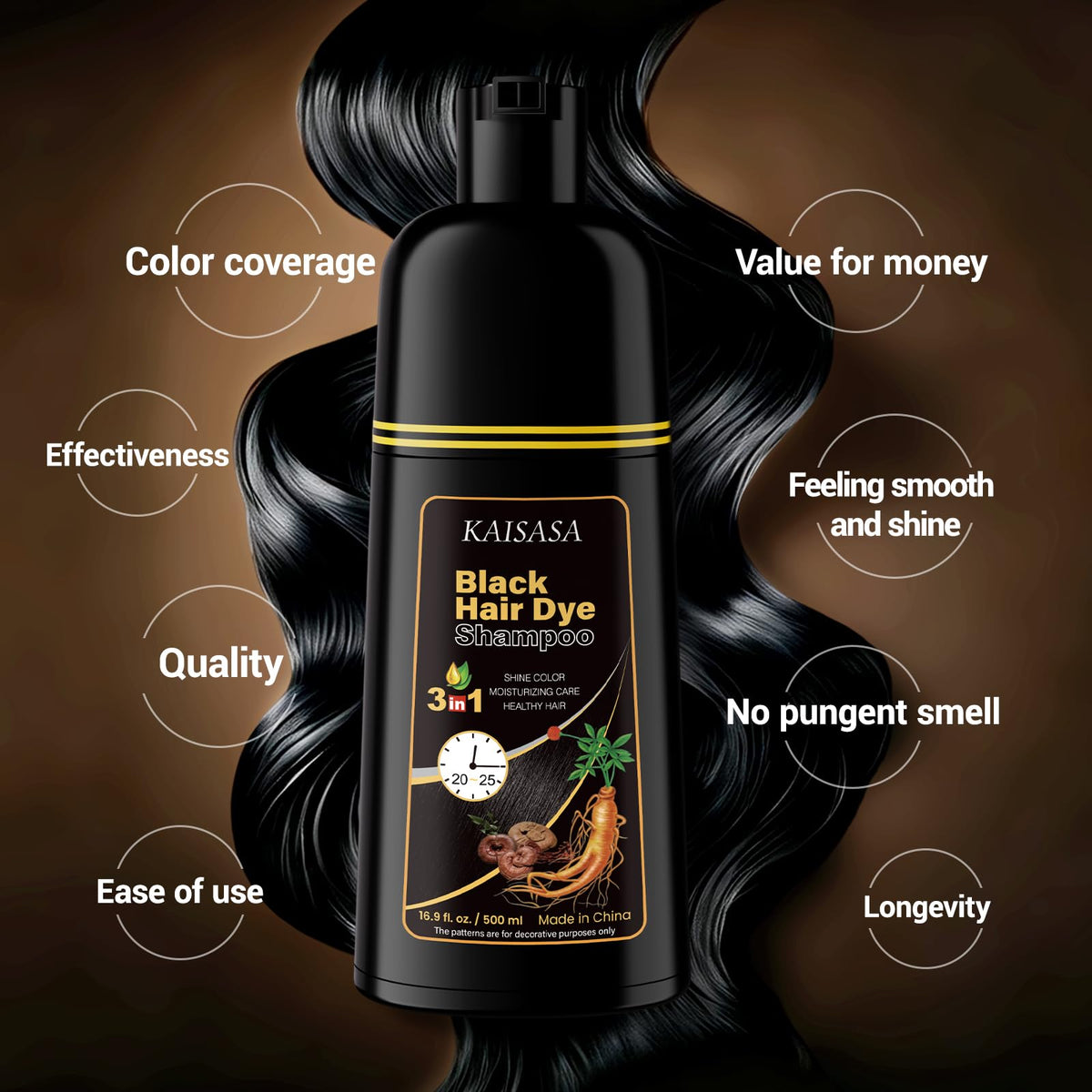 Generic Hair Dye Shampoo 3-in-1 formula benefits
