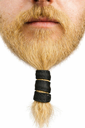 Generic Leather Hair Bead Black 1.5 inch front view
