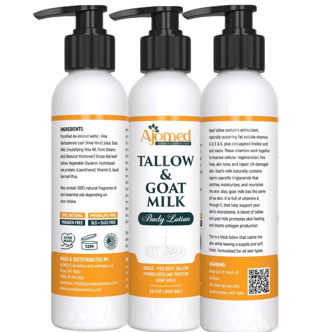 Generic Tallow & Goat Milk Body Lotion 12 OZ packaging