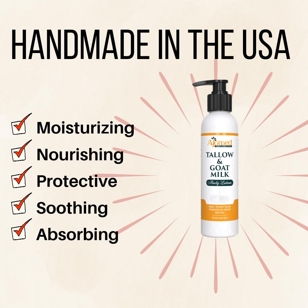 Generic Tallow & Goat Milk Body Lotion 12 OZ with ingredients