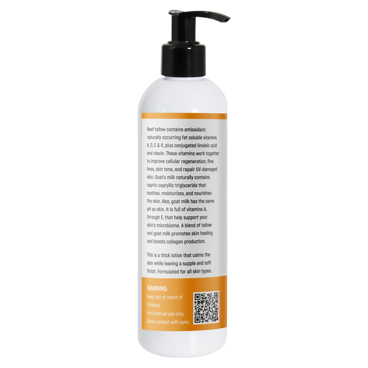 Generic Tallow & Goat Milk Body Lotion with lavender and vanilla ingredients