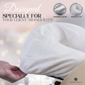 Generous size of LONDON LINENS massage table cover on a table