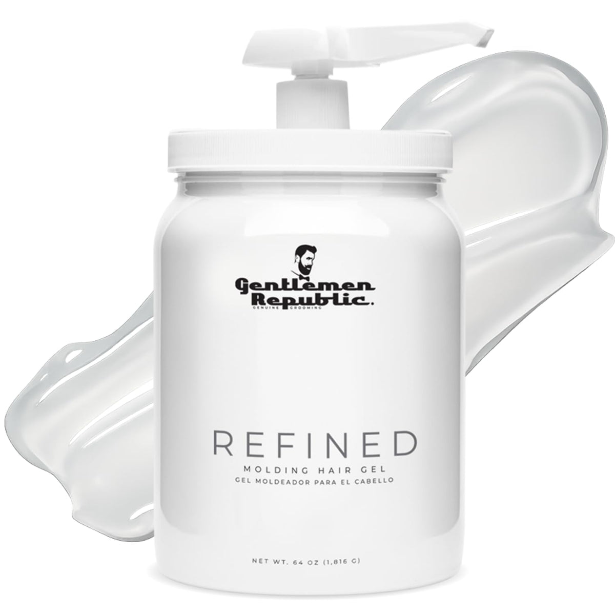 Gentlemen Republic 64oz Men's Hair Gel front view with pump
