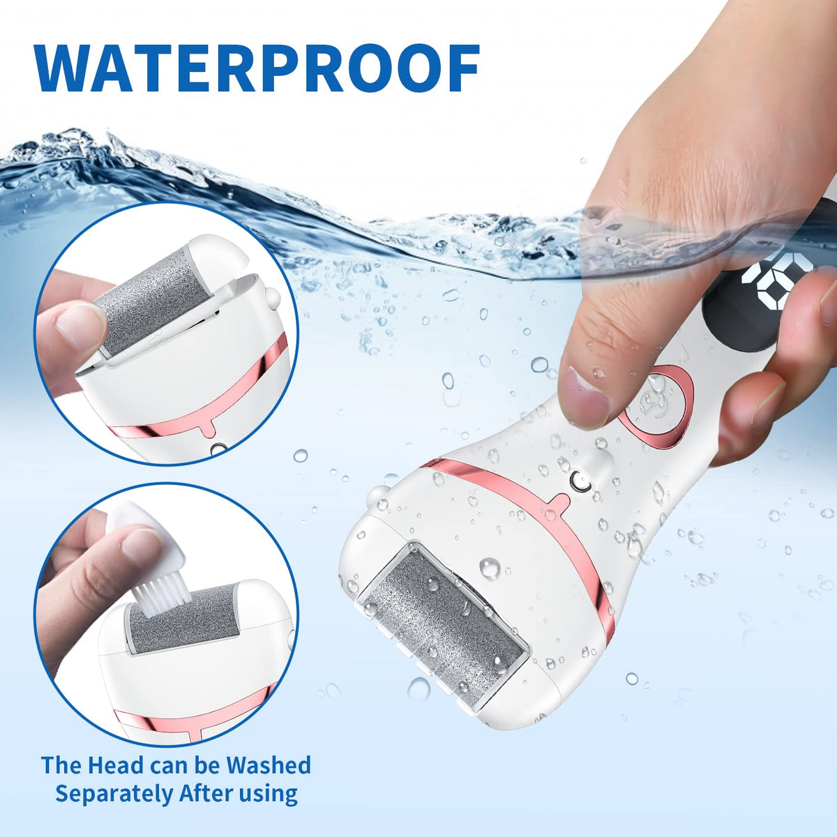 Geopu Electric Foot Callus Remover kit with cleaning brush and scrubbers