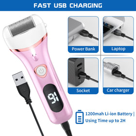 Geopu Electric Foot Callus Remover showing quartz sand grinding heads