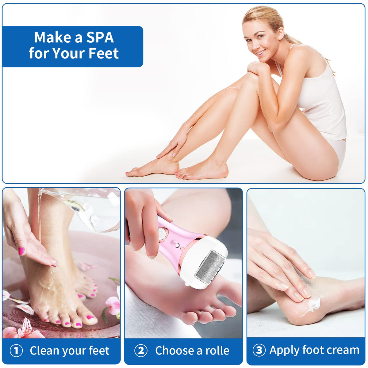 Geopu Electric Foot Callus Remover waterproof feature demonstration