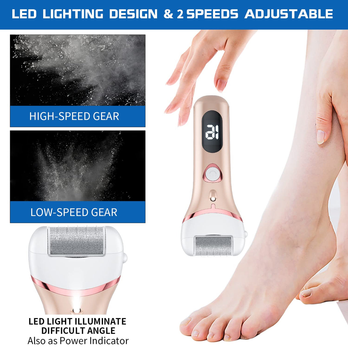 Geopu Electric Foot Callus Remover with LCD display and charging cable