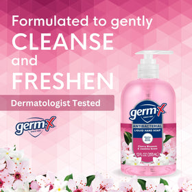 Germ-X Antibacterial Hand Soap 12 Oz with cherry blossom design