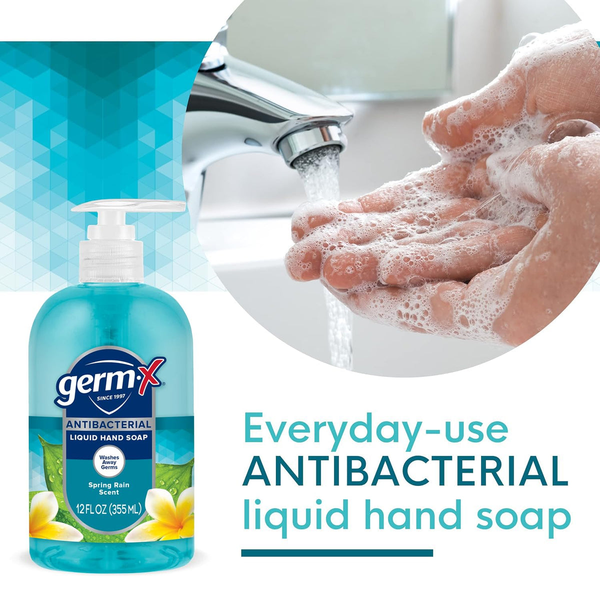 Germ-X Antibacterial Hand Soap Spring Rain scent label detail