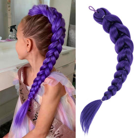 GetGal 24 inch purple braids ponytail front view