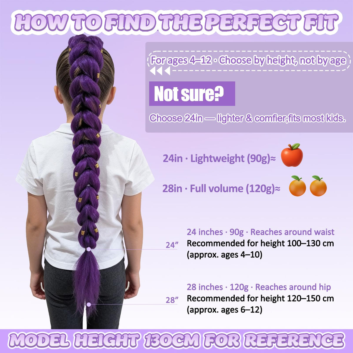 GetGal purple braids ponytail on a girl