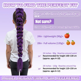 GetGal purple braids ponytail on a girl