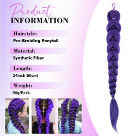 GetGal purple braids ponytail with elastic band