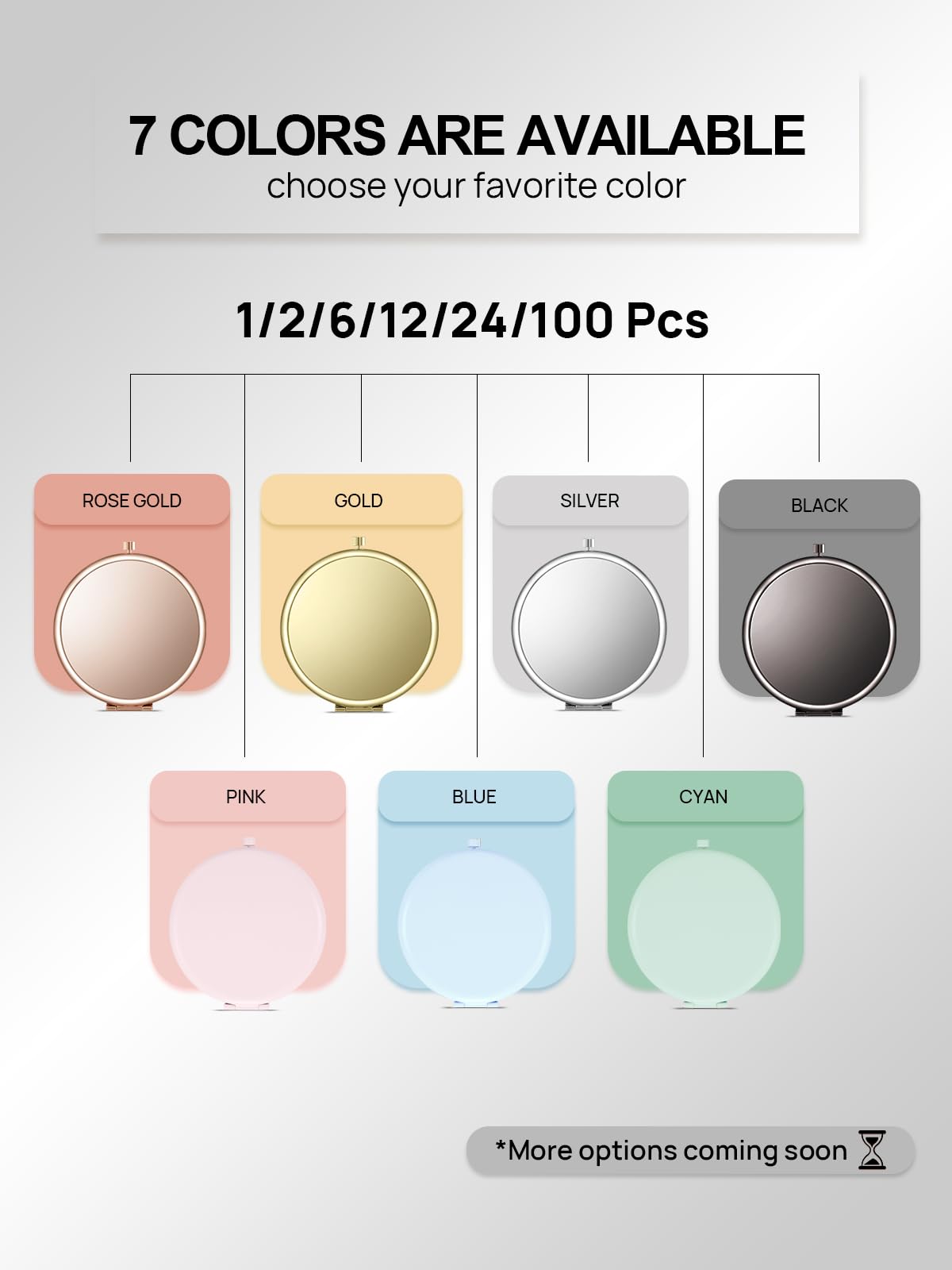 Getinbulk Compact Mirror in Pink with push-button switch