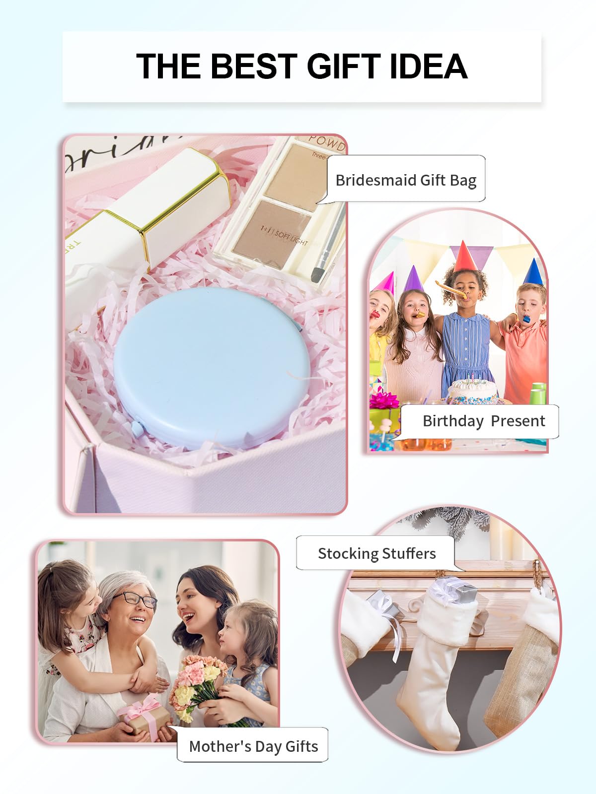 Getinbulk Compact Mirror Light Blue with customization options