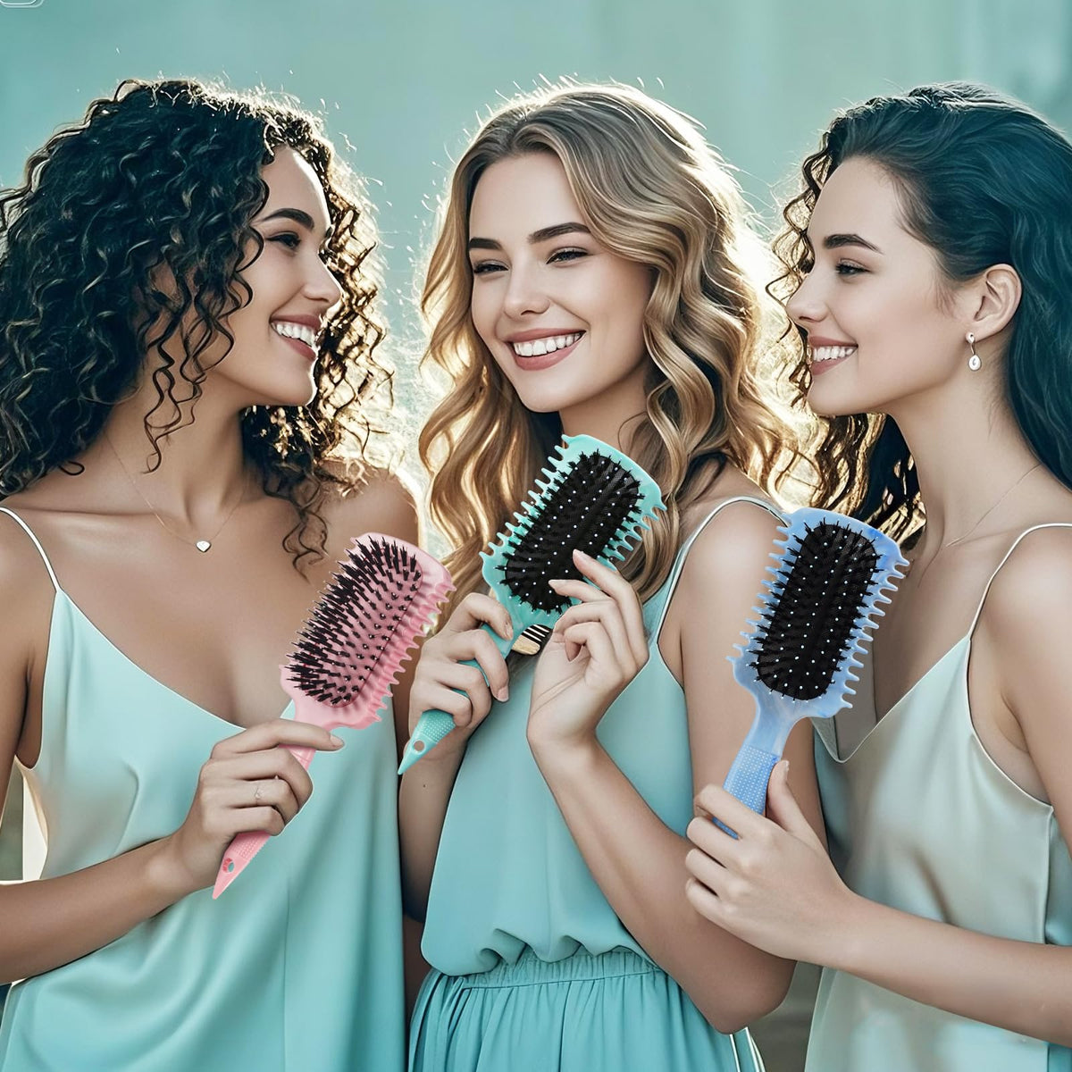 GFDCK Curl Defining Brush alongside hair care products