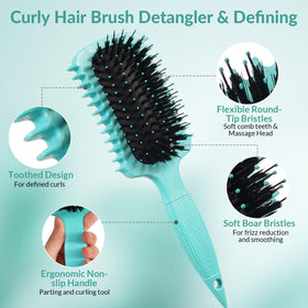 GFDCK Curl Defining Brush showing bristles and tip for parting hair