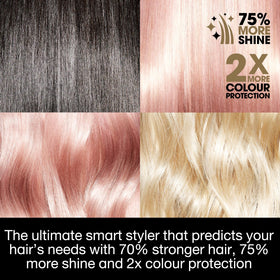 ghd Platinum+ Styler in lifestyle setting on a vanity