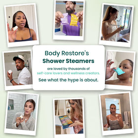 Gift-ready packaging of Body Restore shower steamers