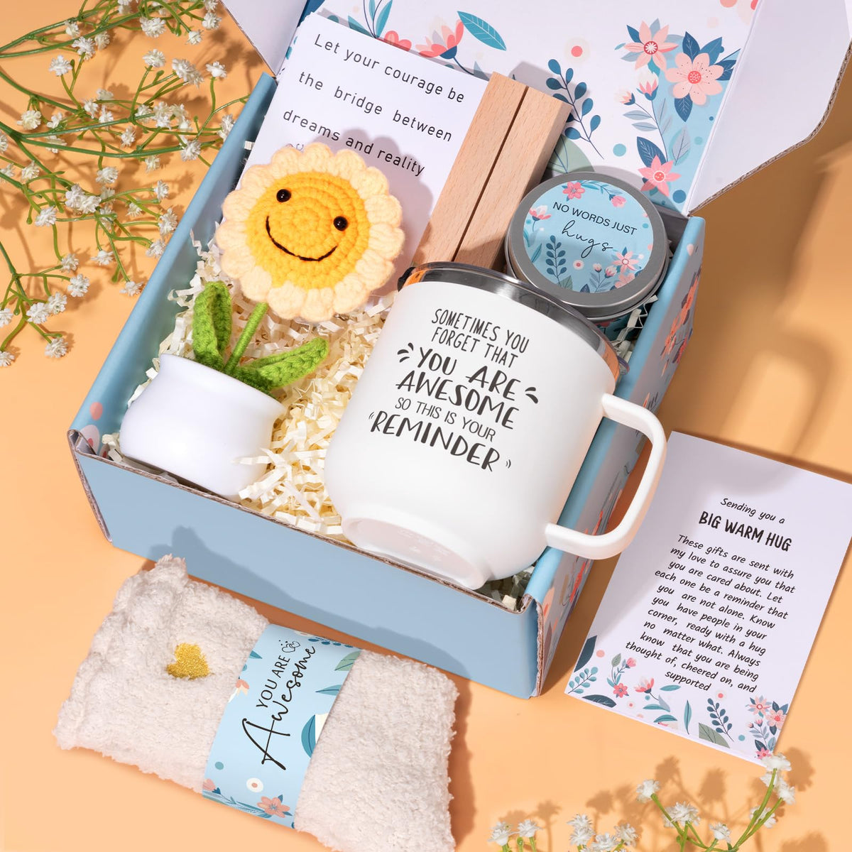 GiftPeak Get Well Soon Gift Basket with all items displayed