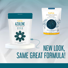 GIGI Azulene Hard Wax Beads on a waxing strip