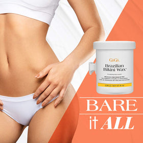 GIGI Brazilian Bikini Wax Microwave Formula 8 oz close-up of wax