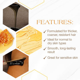GIGI Dark Honee Soft Wax 14 oz with muslin strips